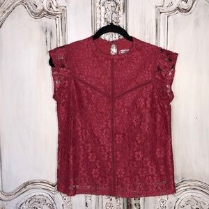 Nanette Nanette Lepore Beautiful Coral Cap Sleeve Lace Popover Top Size XS